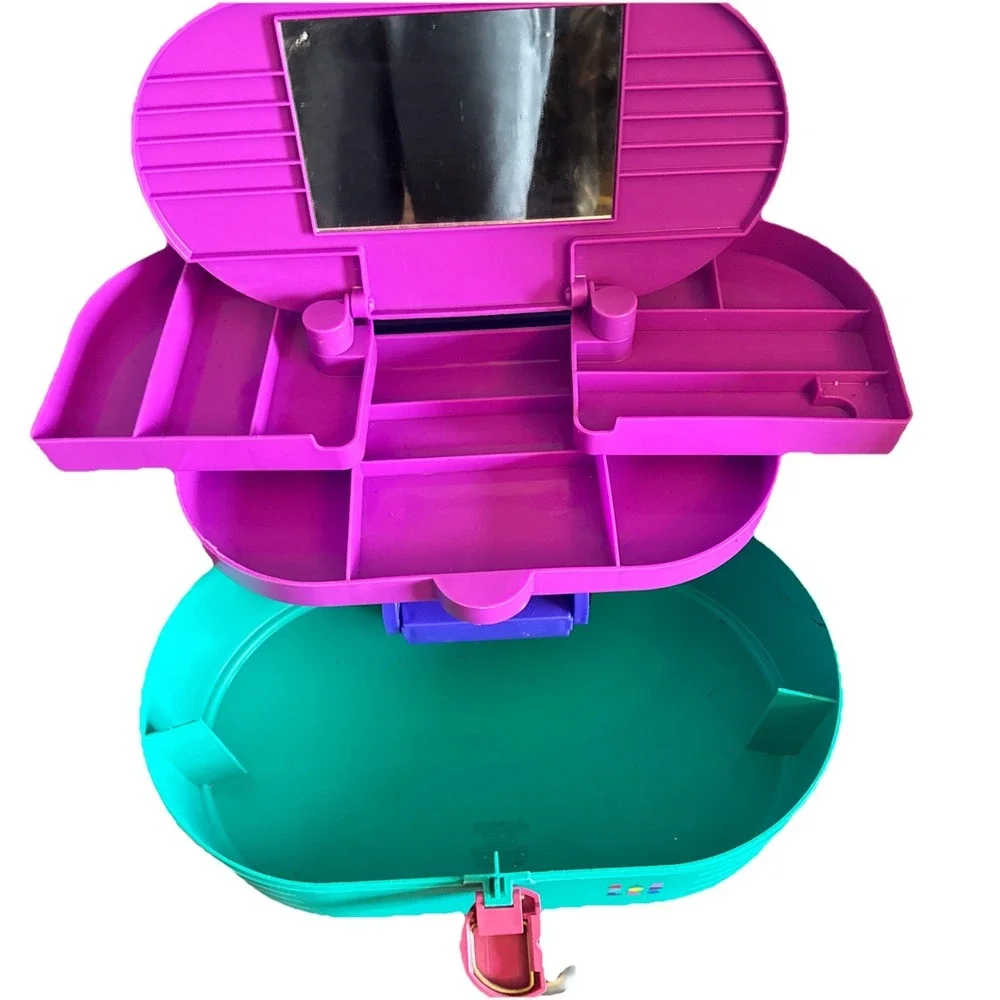 Vtg Caboodles 3 Tier Makeup Case Purple Pink Teal USA 80s 90s Organizer 2640